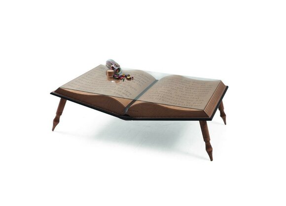 Designer Couchtisch Wohnzimmer braun Buch Luxus Möbel 126x80cm