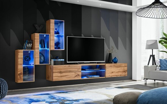 Modern Möbel Wohnwand Designer Set 4tlg Wand Regale Einrichtung Neu