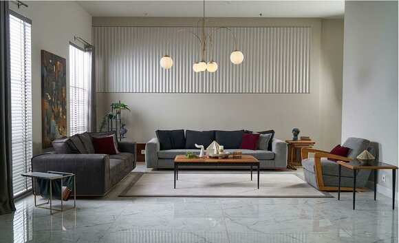 Komplette Couchgarnitur Sofa Stoffsofa Polstersofas Grau Set 4tlg Neu