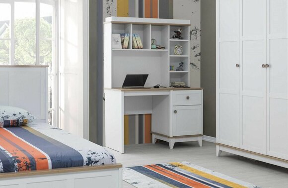 Holztisch Schreibtisch Regale Computertisch Holz Weiß Kinderzimmer