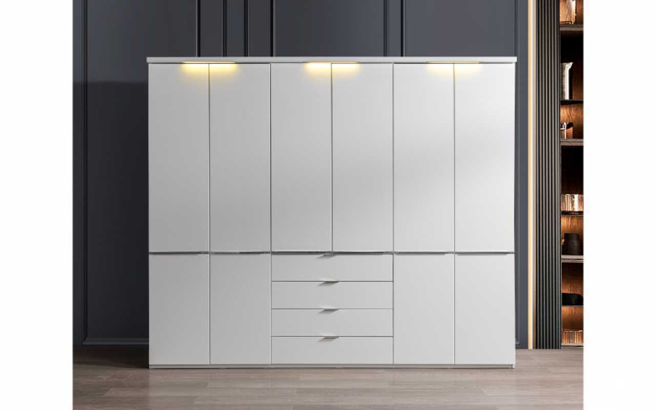 Weißer Kleiderschrank 4-Schubladen Schlafzimmer Schränke Holz Möbel