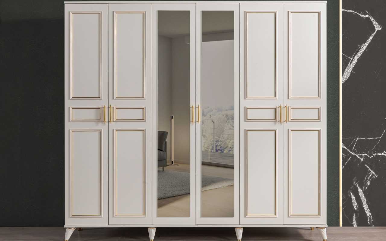 Weißer Kleiderschrank Glasschrank Schlafzimmer Designer Holz Möbel Neu