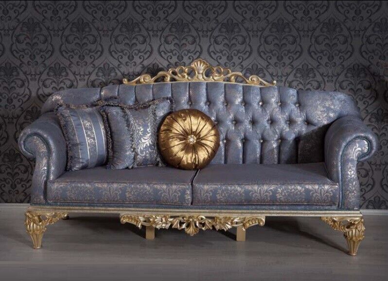 Sofa 3 Sitzer Couch Chesterfield Textil Polster Sofa Moderner Design Neu