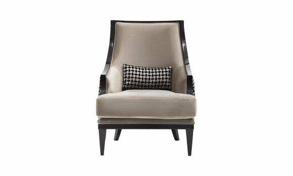 Sessel Ohrensessel Einsitzer Sitzer Stoff Grau Wohnzimmer Klassischе