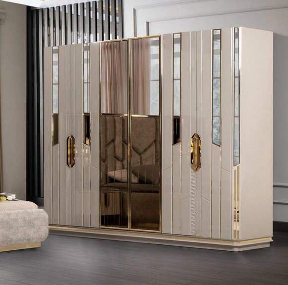 Kleiderschrank Holzschrank Moderne Garderobenschrank Schrank Beige