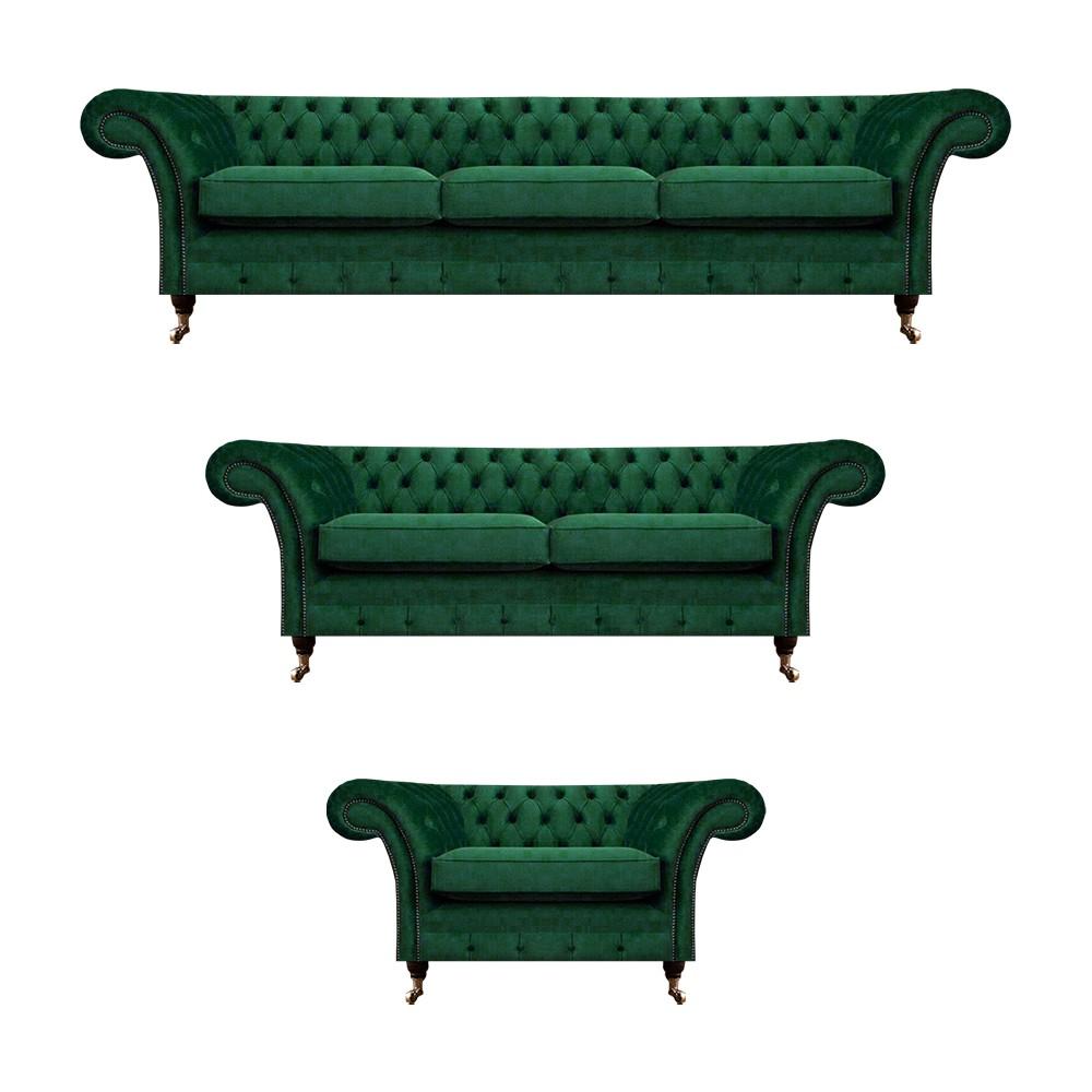 Chesterfield Sofagarnitur 3tlg Polstermöbel Grün Einrichtung Wohnzimmer 3+2+1