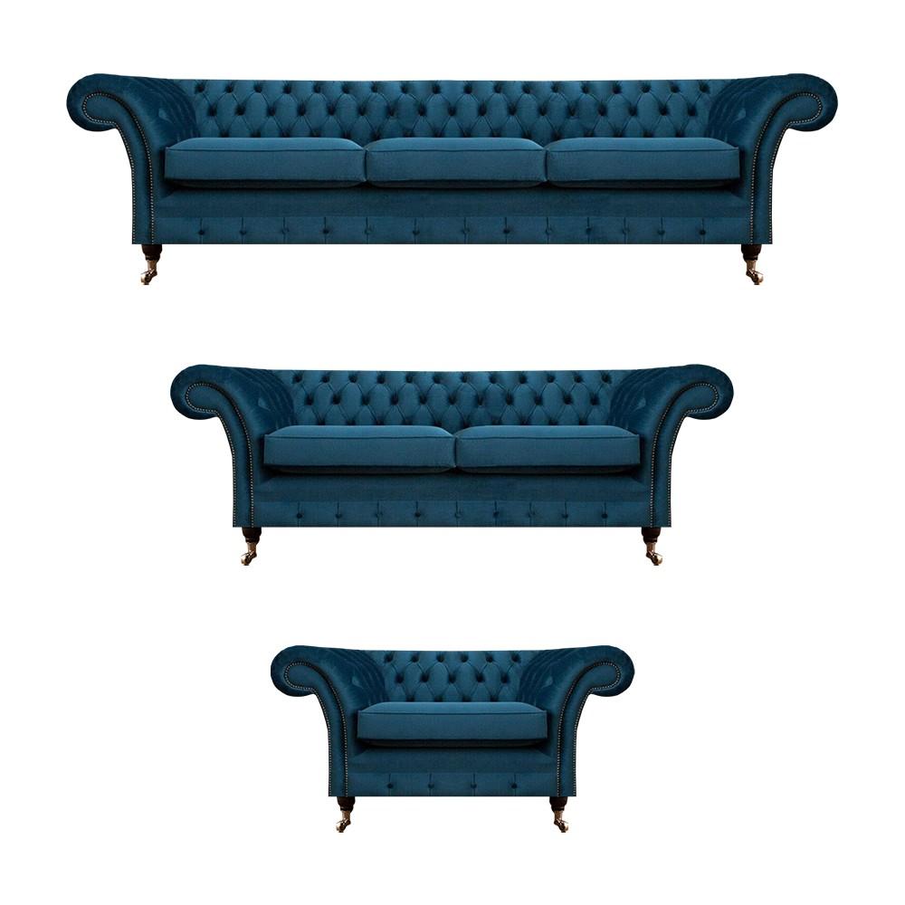 Designer Chesterfield Sofagarnitur Sofas Couch Polster Set Wohnzimmer 3+2+1