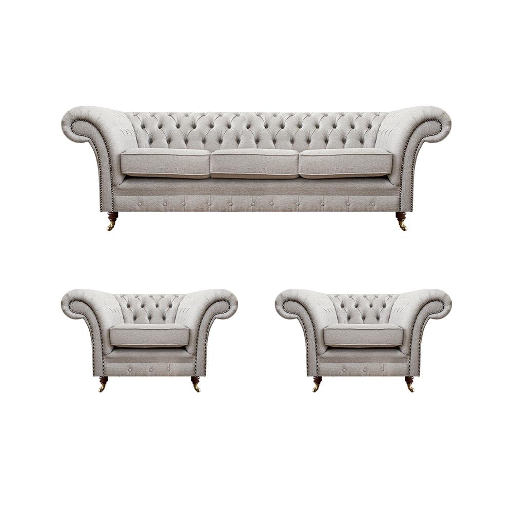 Luxus Einrichtung Neu Sofagarnitur Wohnzimmer Set 3tlg Grau Chesterfield