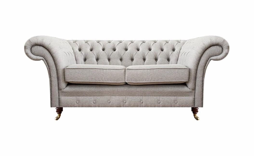 Polstermöbel Grau Zweisitzer Sofa Couch Wohnzimmer Chesterfield