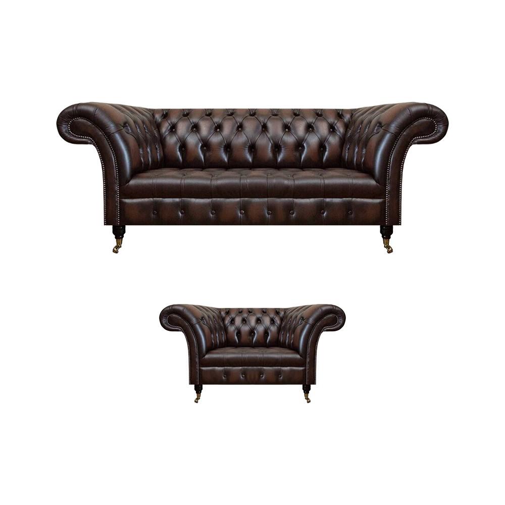 Wohnzimmer Set 2tlg Dreisitzer Sofa Couch Chesterfield Sessel Neu Polstermöbel