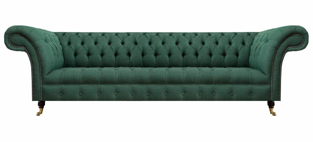 Polstermöbel Luxus Viersitzer Sofa Couch Grün Wohnzimmer Chesterfield