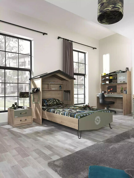 Bettrahmen Kindermöbel Set Kinderzimmer Garnitur Bett Grün 4tlg Holz