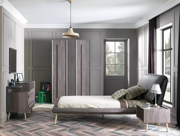 Komplete Jugendbett Kindermöbel Kinderzimmer Bett Holz Grau