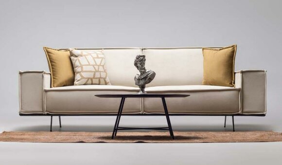 Dreisitzer Sofa 3 Sitzer Stoffsofa Polstersofa Beige Couch Moderne1
