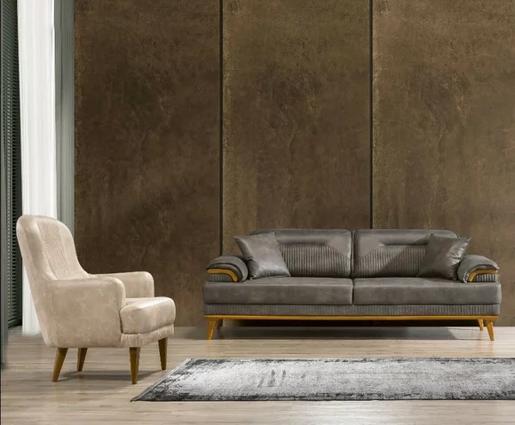 Moderne Wohnzimmer Stoffsofas Exklusive Couchgarnitur 3+1 Sitzer 2tlg