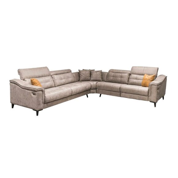 Robustes Graues Ecksofa Wohnzimmer L-Form Ledersofa Designer Couchen