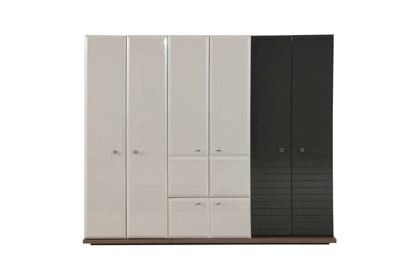 Weiß-Schwarzer Kleiderschrank Robuster 6-türiger Holzschrank Edle Möbel