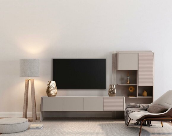 Stilvoller TV-Schrank Beiges Sideboard Luxuriöse Wohnzimmer Kommode