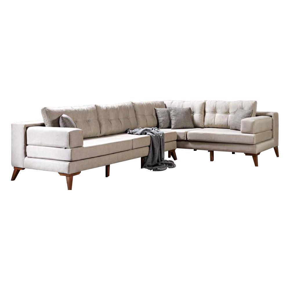 Weiße Stilvolle Eckcouch Textilsofas Moderne Wohnlandschaft Luxus Möbel
