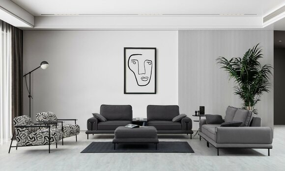 Luxuriöse Polster Garnitur Designer Dreisitzer Couch Sessel Hocker 5tlg