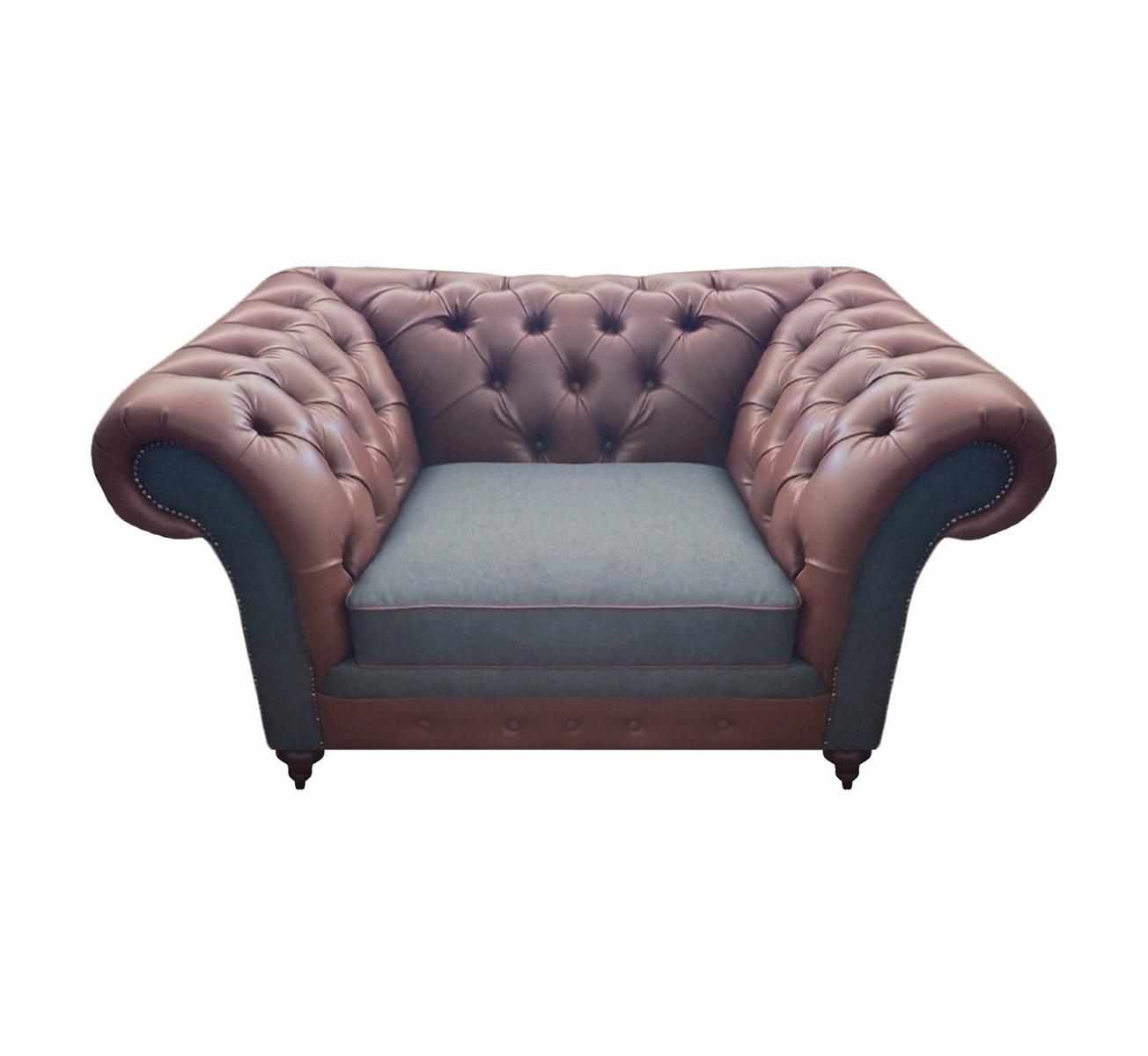 Luxus Sitzmöbel Sessel Leder Wohnzimmer Braun Polstermöbel Chesterfield