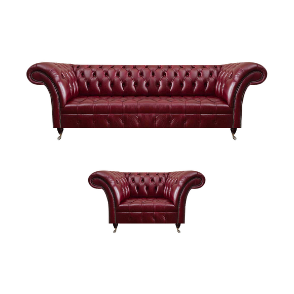 Wohnzimmer Rotes Chesterfield Set Luxus Dreisitzer Couch Polstersessel