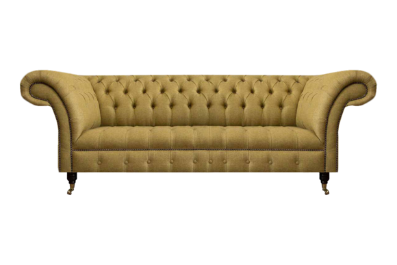 Chesterfield Gelbe Sitzcouch Wohnzimmer Dreisitzer Luxuriöse Edle Möbel