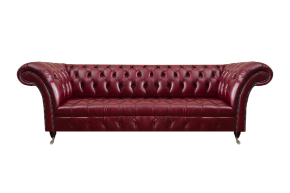 Dunkelrote Chesterfield Couch Wohnzimmer Ledersofa Stilvolle Sitzmöbel