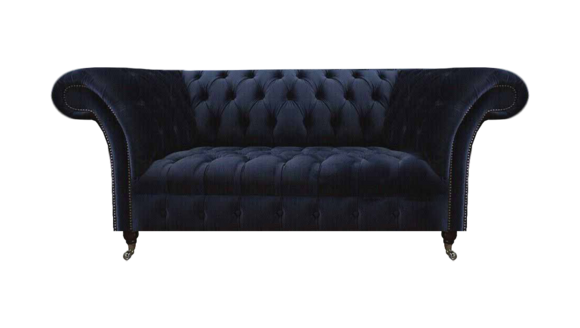 Dunkelblaue Polstercouch Chesterfield Wohnzimmer Textilsofa Moderne Möbel