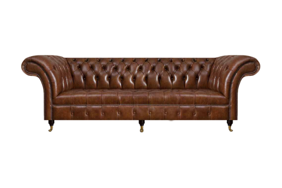 Braune Chesterfield Ledercouch Edle Couchen 3-Sitzer Wohnzimmer Möbel