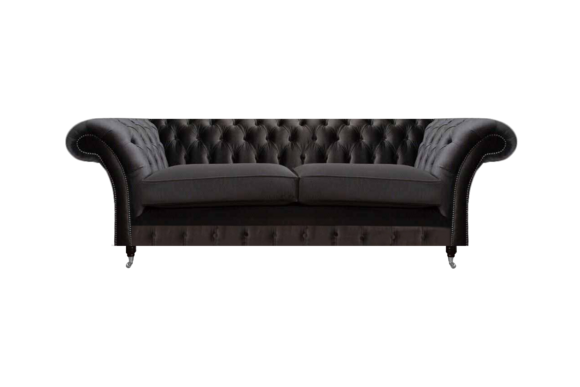 Luxuriöser Chesterfield Schwarzer Zweisitzer Wohnzimmer Sitzmöbel Couch