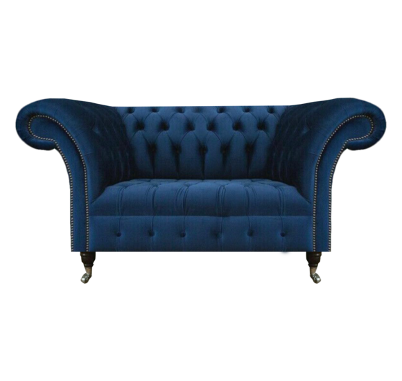 Blauer Chesterfield Zweisitzer Wohnzimmer Polster Sitzmöbel Luxus Couch