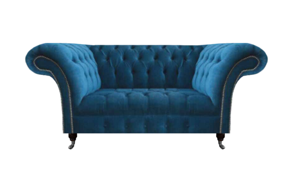 Schicker Blauer Chesterfield Zweisitzer Moderne Wohnzimmer Sitzmöbel