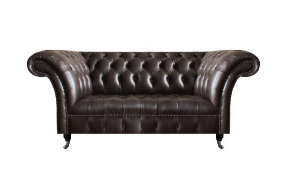 Dunkelbrauner Chesterfield Zweisitzer Wohnzimmer Moderne Ledercouchen