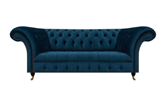 Chesterfield Blauer Polster Zweisitzer Designer Wohnzimmer Textilmöbel