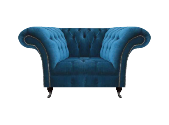 Hellblauer Chesterfield Sessel Designer Wohnzimmer Sitzmöbel Stoffsessel