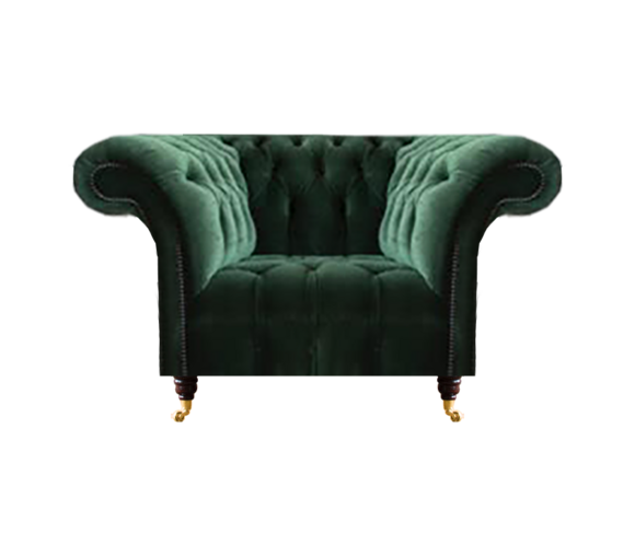Chesterfield Grüner Sessel Textilsessel Stoffsitzer Wohnzimmer Möbel