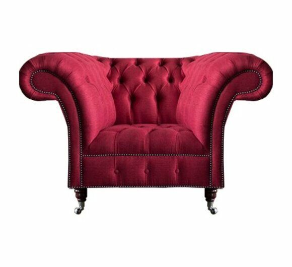 Chesterfield Sessel Rosa Designer Sitzmöbel Luxus Sitz Textil Wohnzimmer