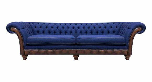 Dunkelblaue Chesterfield Polstercouch Wohnzimmer Zweisitzer Textil Möbel