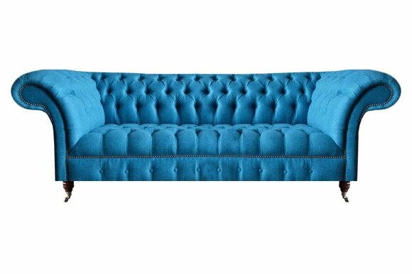 Himmelblauer Chesterfield Dreisitzer Stilvolle 3-Sitzer Moderne Couch