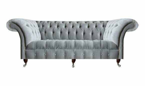 Wohnzimmer Grauer Dreisitzer Luxuriöses Textilsofa Moderne Edle Couchen
