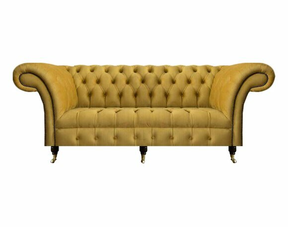 Chesterfield Luxus Möbel Dreisitzer Sofa Couch Textil Polstersofa Wohnzimmer