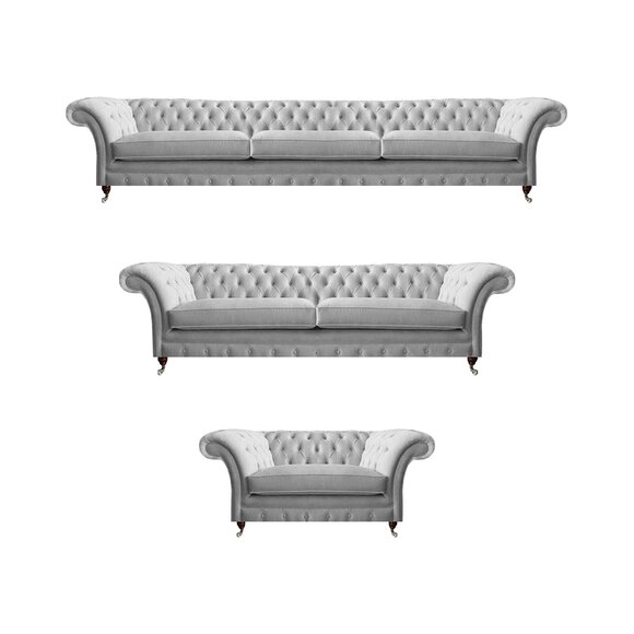 Weiße Chesterfield Couchen Designer Dreisitzer Luxus 2-Sitzer Sessel