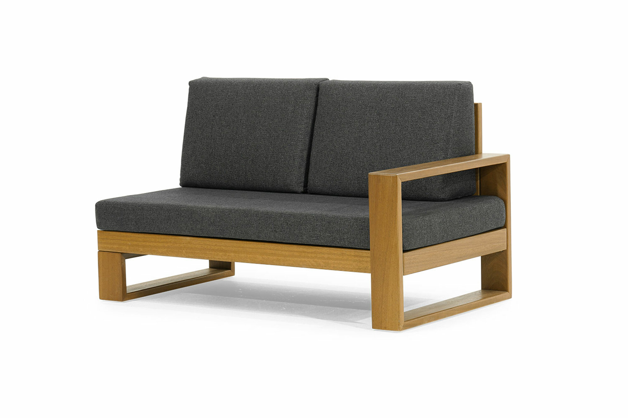 Dunkelgrauer Zweisitzer Designer Gartenmöbel Holzgestell Robuste Möbel