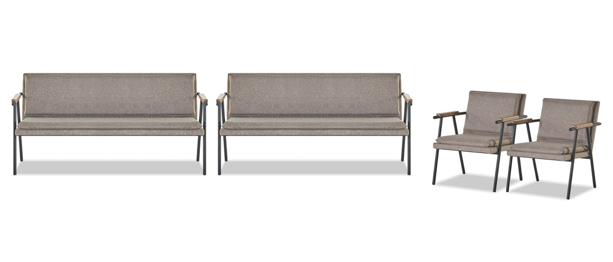 Arbeitszimmer Garnitur Polster 2x Dreisitzer Designer 2x Textil Sessel