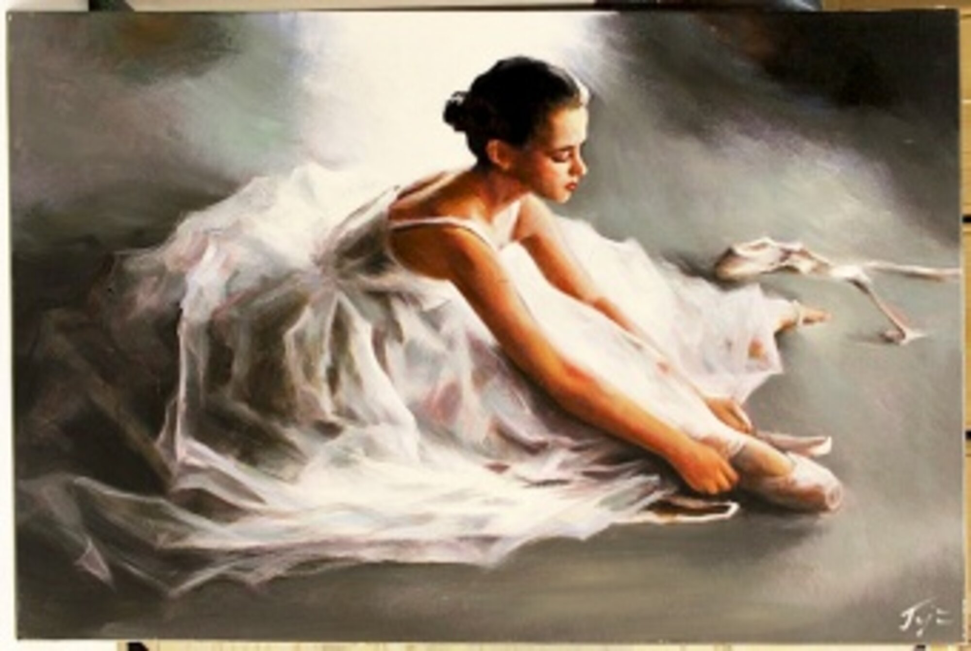 „Ballerina in Weiß“ Handarbeit Ölbilder Gemälde Leinwand Ölbild G116463