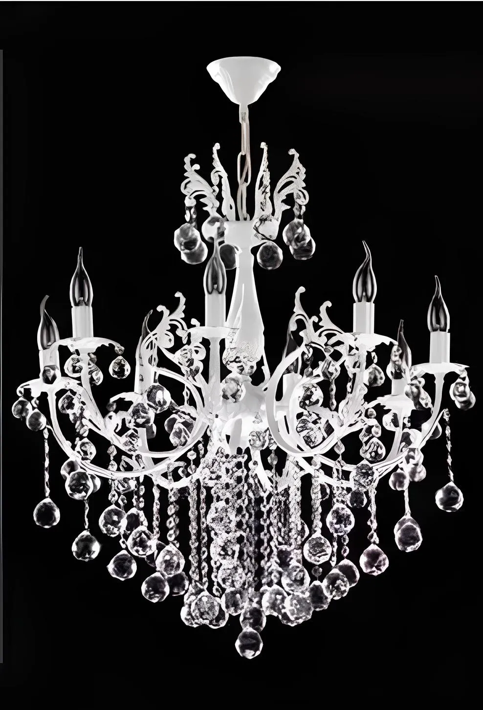 Luxus Deckenleuchter Weiß Kronleuchter Deckenlampe Lüster Kristall Lampe