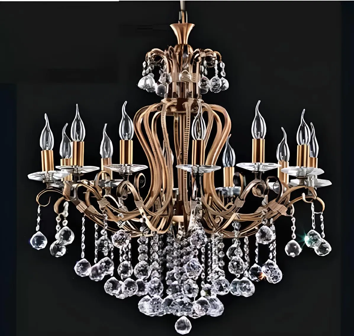 Luxus Deckenleuchter Lüster Kronleuchter Deckenlampe Kristall Gold 88x100