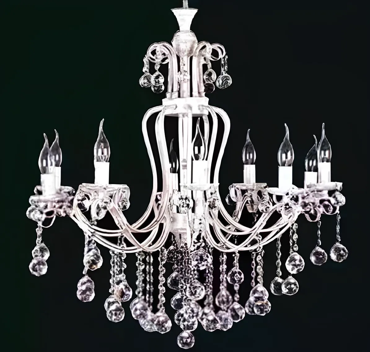 Luxus Deckenleuchter Lüster Kronleuchter Deckenlampe Kristall Silber