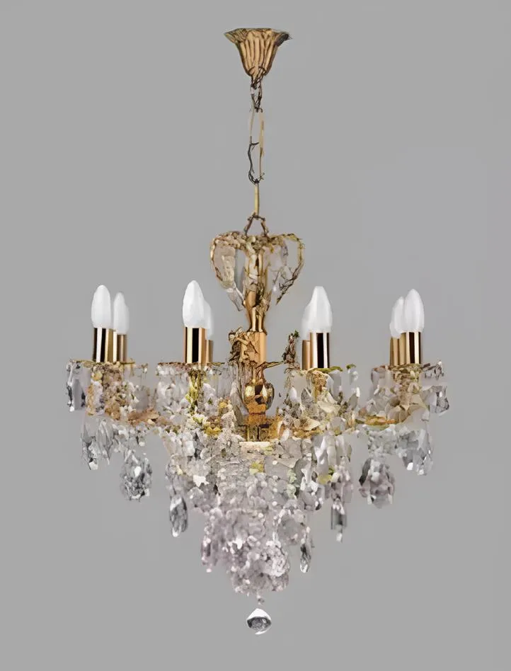 Lüster Kronleuchter Deckenlampe Deckenleuchter Gold Luxus Art Crystal